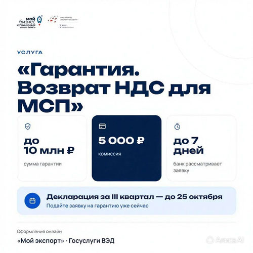 Гарантия. Возврата НДС для МСП